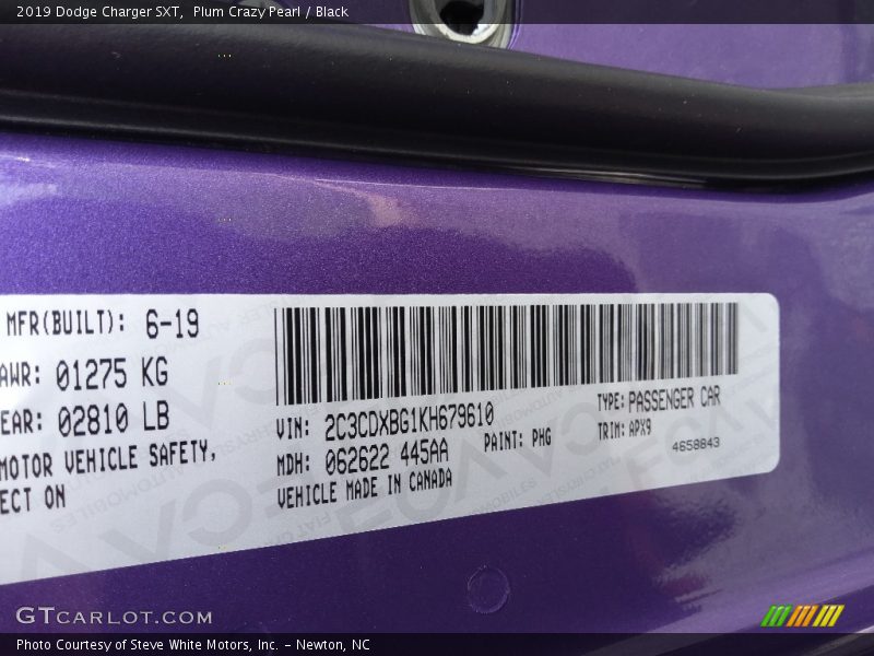 2019 Charger SXT Plum Crazy Pearl Color Code PHG