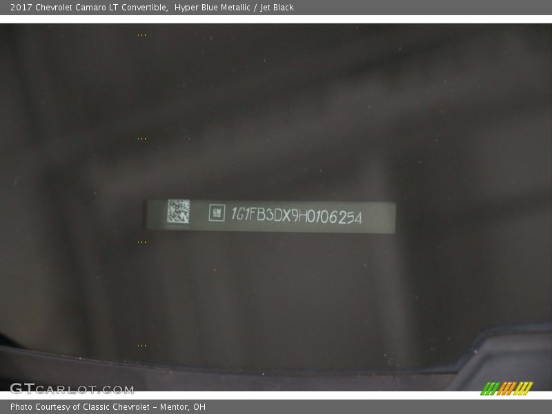 Hyper Blue Metallic / Jet Black 2017 Chevrolet Camaro LT Convertible