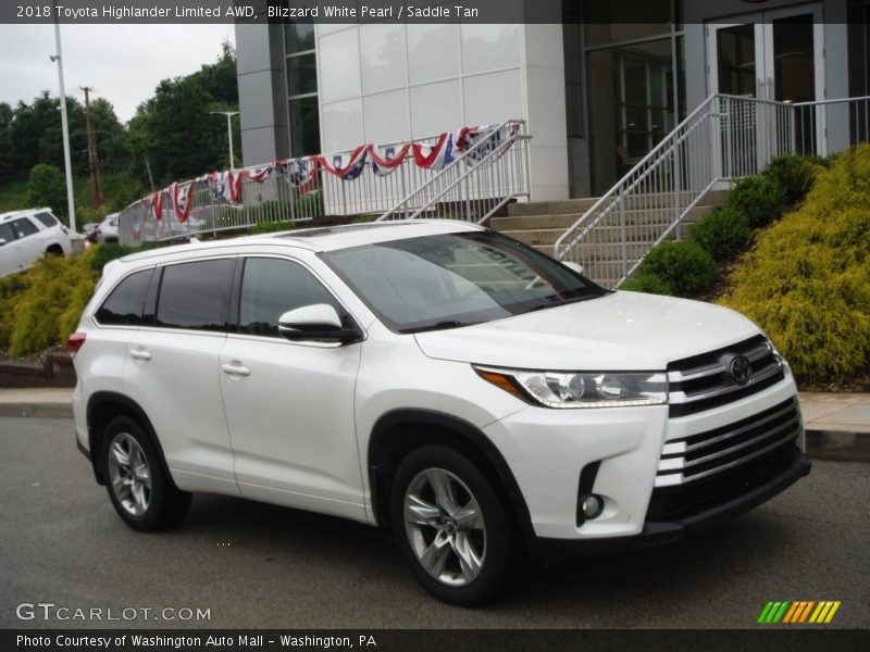 Blizzard White Pearl / Saddle Tan 2018 Toyota Highlander Limited AWD