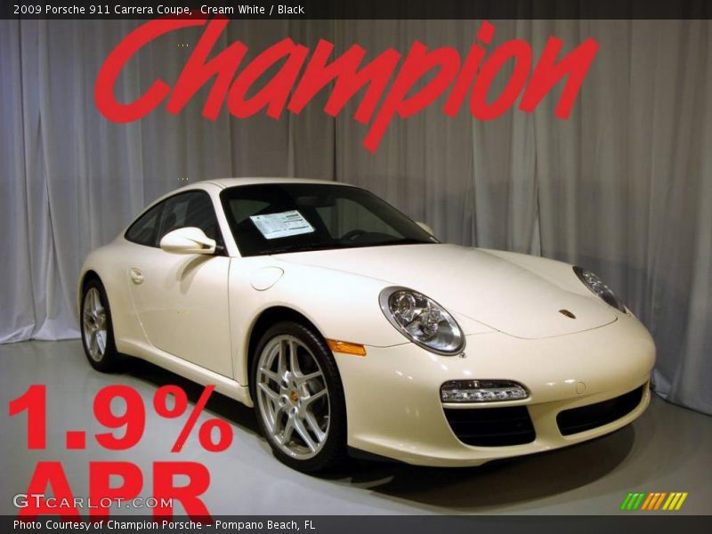 Cream White / Black 2009 Porsche 911 Carrera Coupe