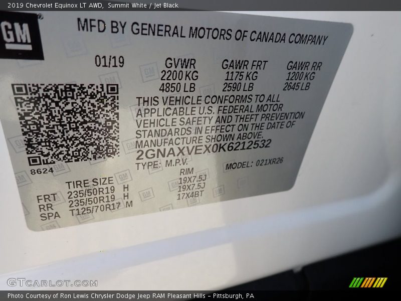 Summit White / Jet Black 2019 Chevrolet Equinox LT AWD