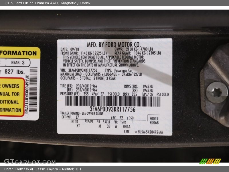 Magnetic / Ebony 2019 Ford Fusion Titanium AWD