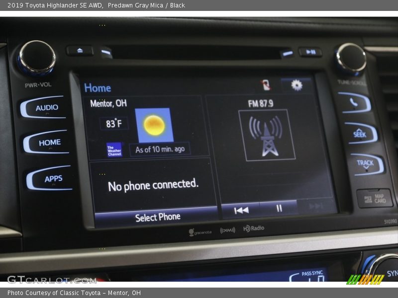 Predawn Gray Mica / Black 2019 Toyota Highlander SE AWD