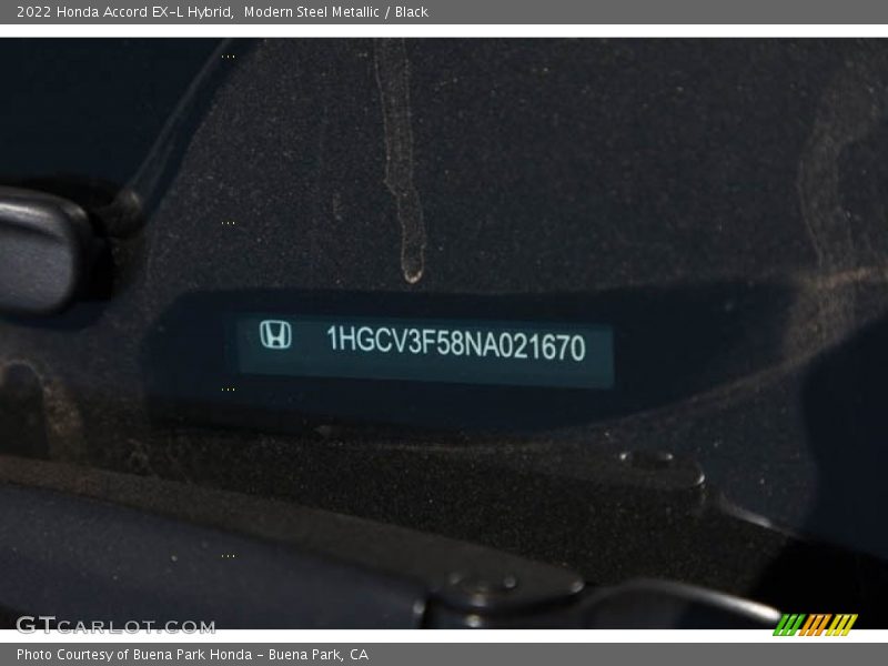 Modern Steel Metallic / Black 2022 Honda Accord EX-L Hybrid
