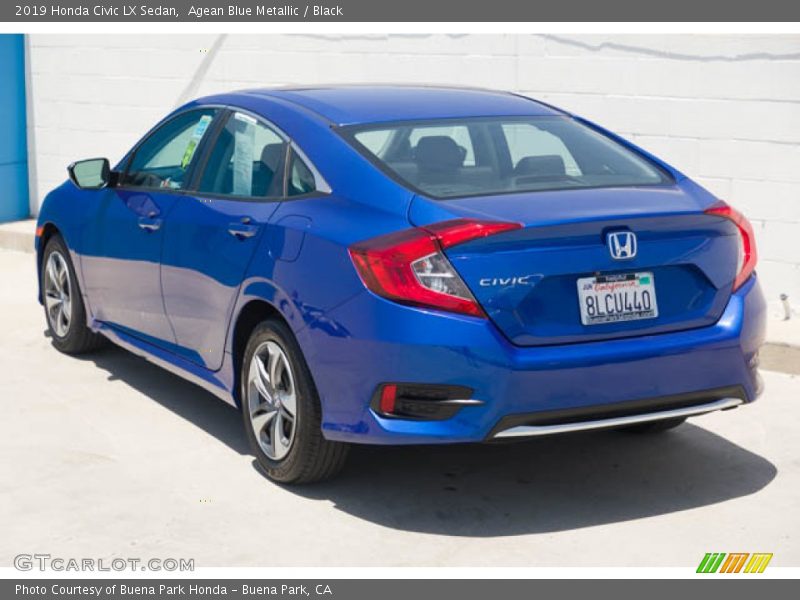 Agean Blue Metallic / Black 2019 Honda Civic LX Sedan