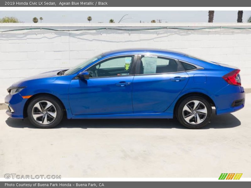 Agean Blue Metallic / Black 2019 Honda Civic LX Sedan