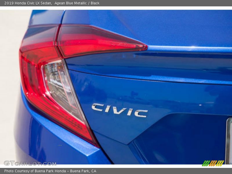 Agean Blue Metallic / Black 2019 Honda Civic LX Sedan