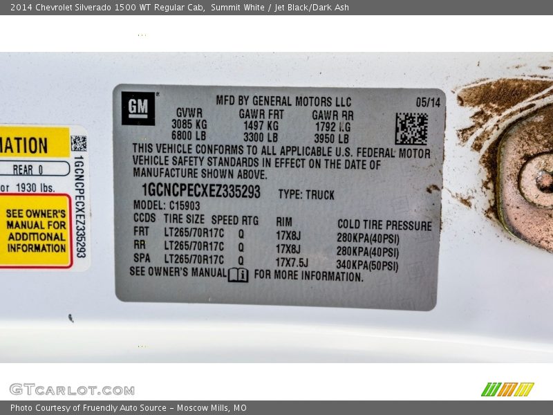 Summit White / Jet Black/Dark Ash 2014 Chevrolet Silverado 1500 WT Regular Cab