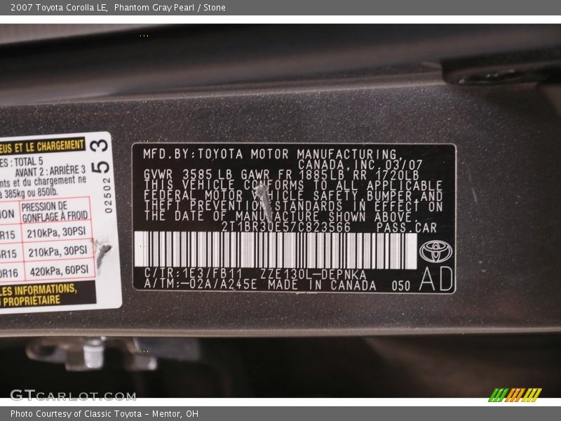 Phantom Gray Pearl / Stone 2007 Toyota Corolla LE