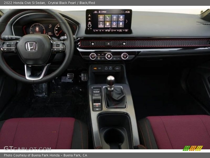 Crystal Black Pearl / Black/Red 2022 Honda Civic Si Sedan