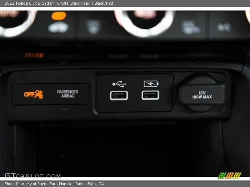 Crystal Black Pearl / Black/Red 2022 Honda Civic Si Sedan