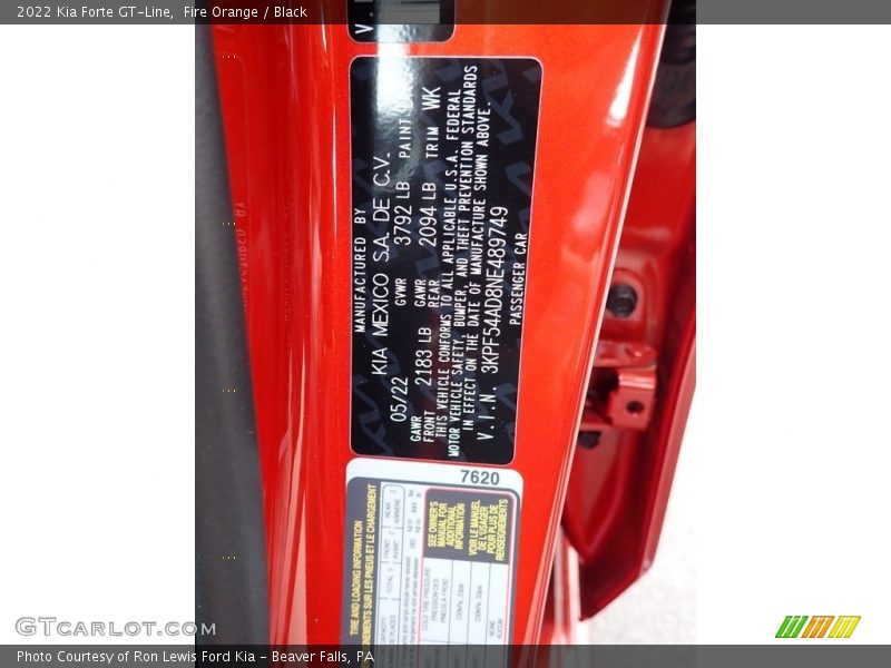 Fire Orange / Black 2022 Kia Forte GT-Line