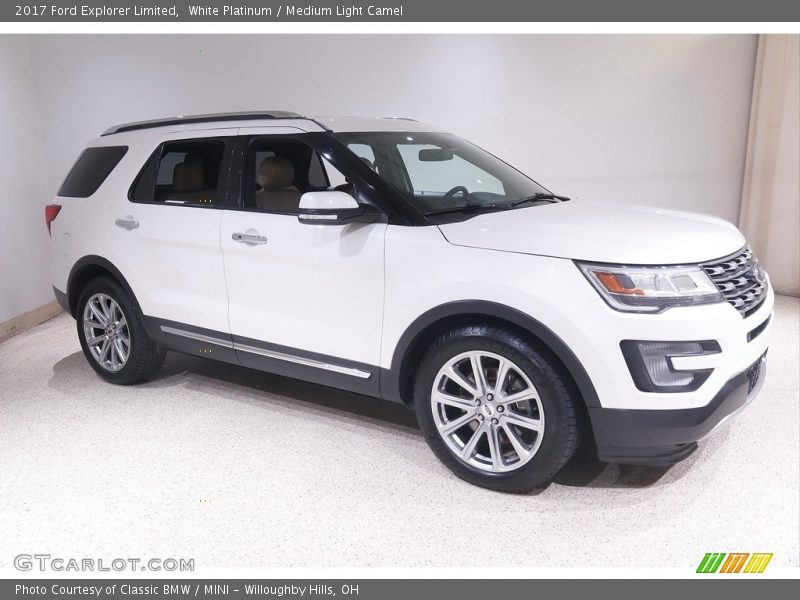 White Platinum / Medium Light Camel 2017 Ford Explorer Limited