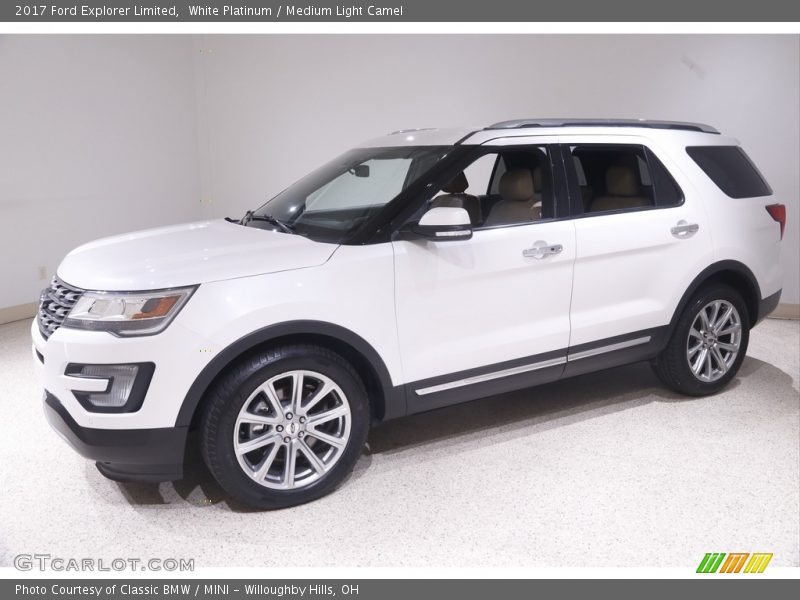 White Platinum / Medium Light Camel 2017 Ford Explorer Limited