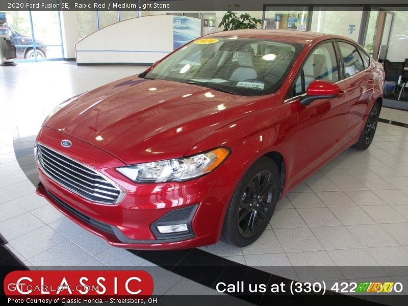 Rapid Red / Medium Light Stone 2020 Ford Fusion SE