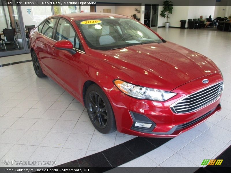 Rapid Red / Medium Light Stone 2020 Ford Fusion SE