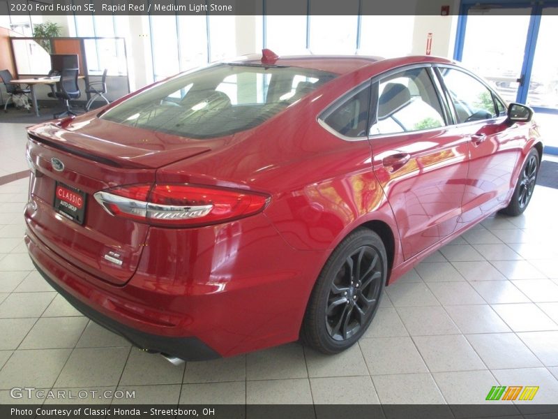 Rapid Red / Medium Light Stone 2020 Ford Fusion SE