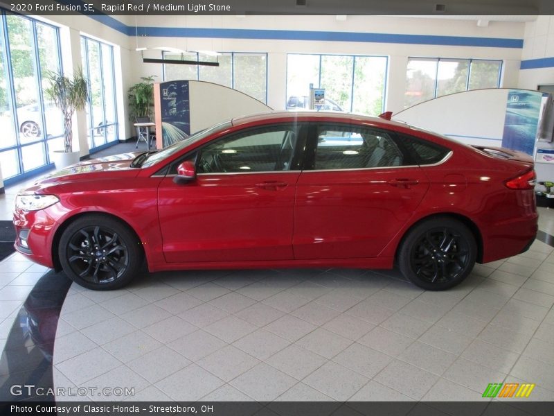 Rapid Red / Medium Light Stone 2020 Ford Fusion SE