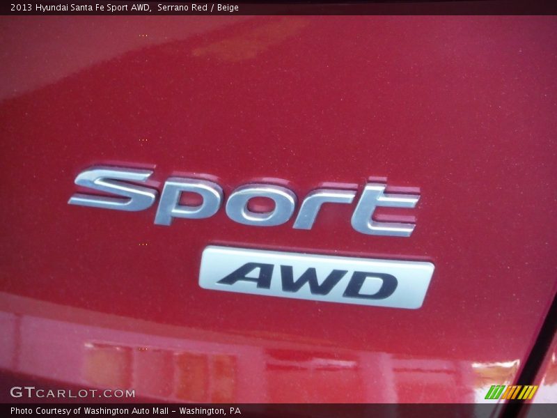Serrano Red / Beige 2013 Hyundai Santa Fe Sport AWD