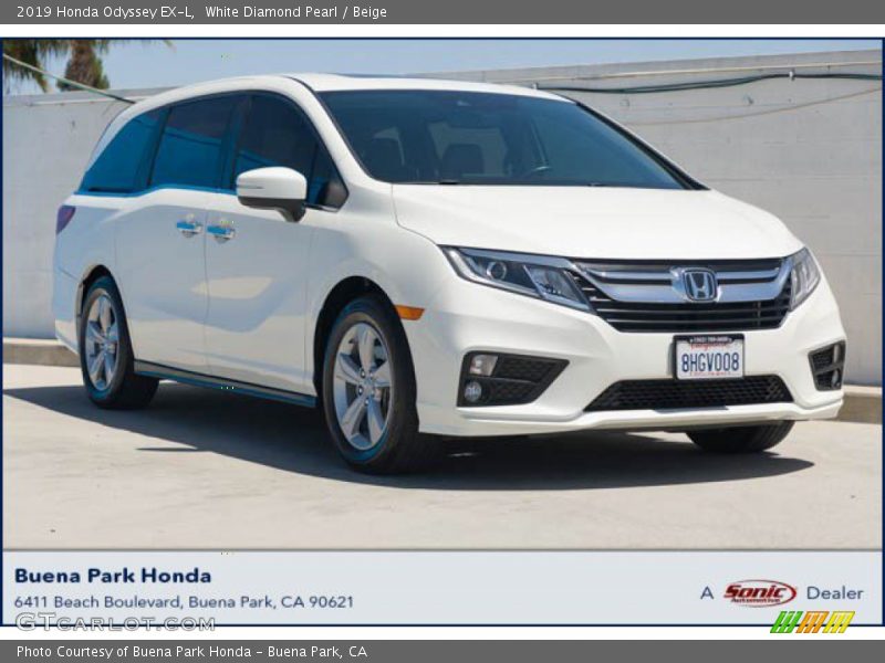 White Diamond Pearl / Beige 2019 Honda Odyssey EX-L