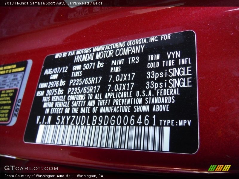 Serrano Red / Beige 2013 Hyundai Santa Fe Sport AWD