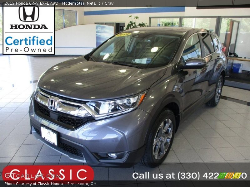 Modern Steel Metallic / Gray 2019 Honda CR-V EX-L AWD