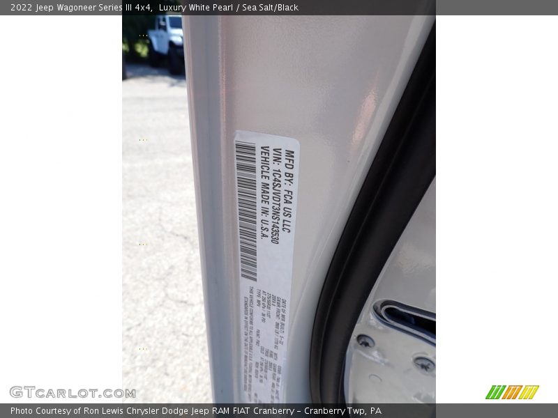 Luxury White Pearl / Sea Salt/Black 2022 Jeep Wagoneer Series III 4x4