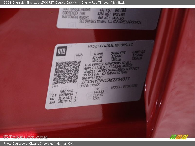 Cherry Red Tintcoat / Jet Black 2021 Chevrolet Silverado 1500 RST Double Cab 4x4