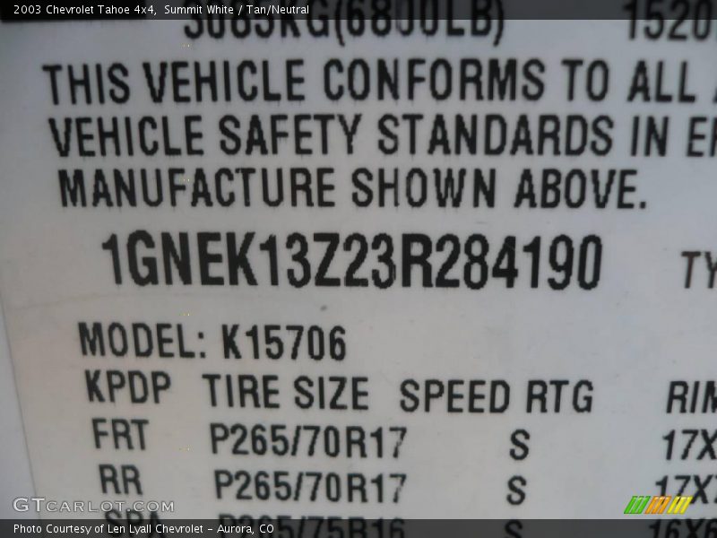 Summit White / Tan/Neutral 2003 Chevrolet Tahoe 4x4