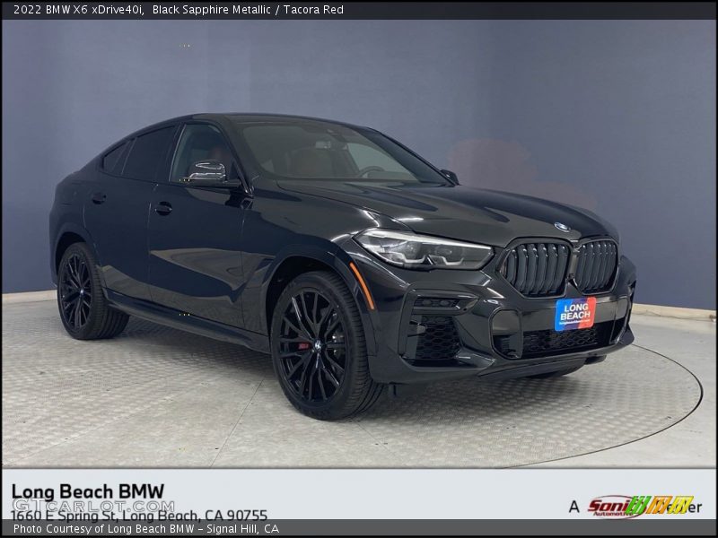 Black Sapphire Metallic / Tacora Red 2022 BMW X6 xDrive40i