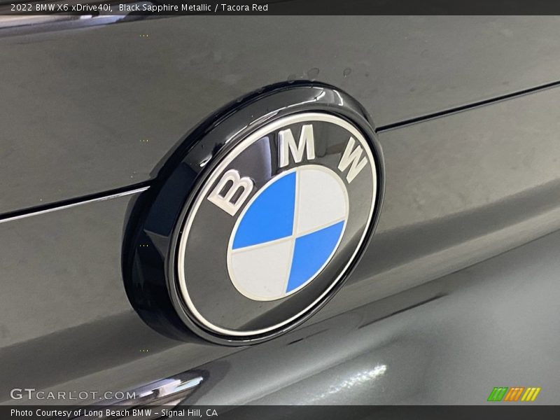 Black Sapphire Metallic / Tacora Red 2022 BMW X6 xDrive40i