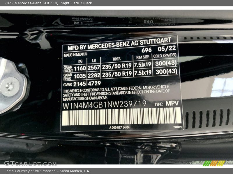 Night Black / Black 2022 Mercedes-Benz GLB 250