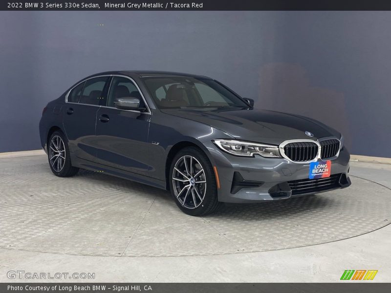 Mineral Grey Metallic / Tacora Red 2022 BMW 3 Series 330e Sedan