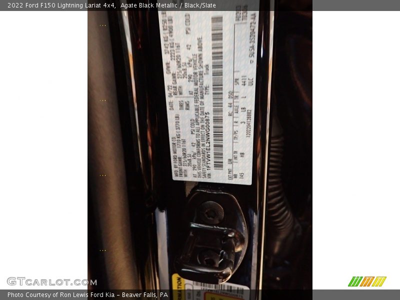 Agate Black Metallic / Black/Slate 2022 Ford F150 Lightning Lariat 4x4