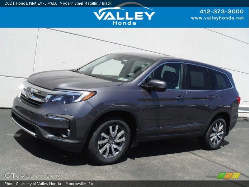 Modern Steel Metallic / Black 2021 Honda Pilot EX-L AWD