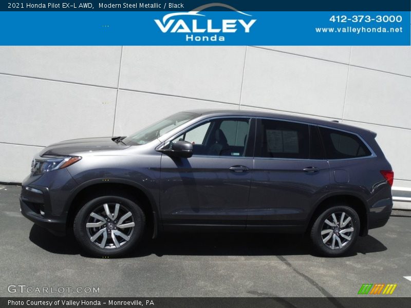 Modern Steel Metallic / Black 2021 Honda Pilot EX-L AWD