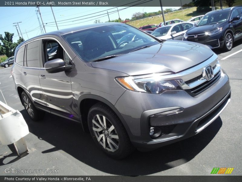 Modern Steel Metallic / Black 2021 Honda Pilot EX-L AWD