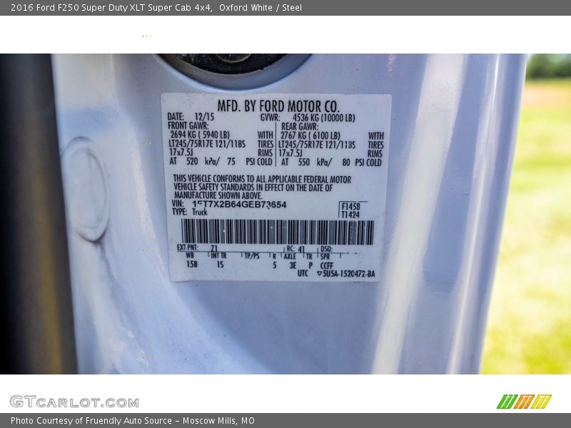 Oxford White / Steel 2016 Ford F250 Super Duty XLT Super Cab 4x4