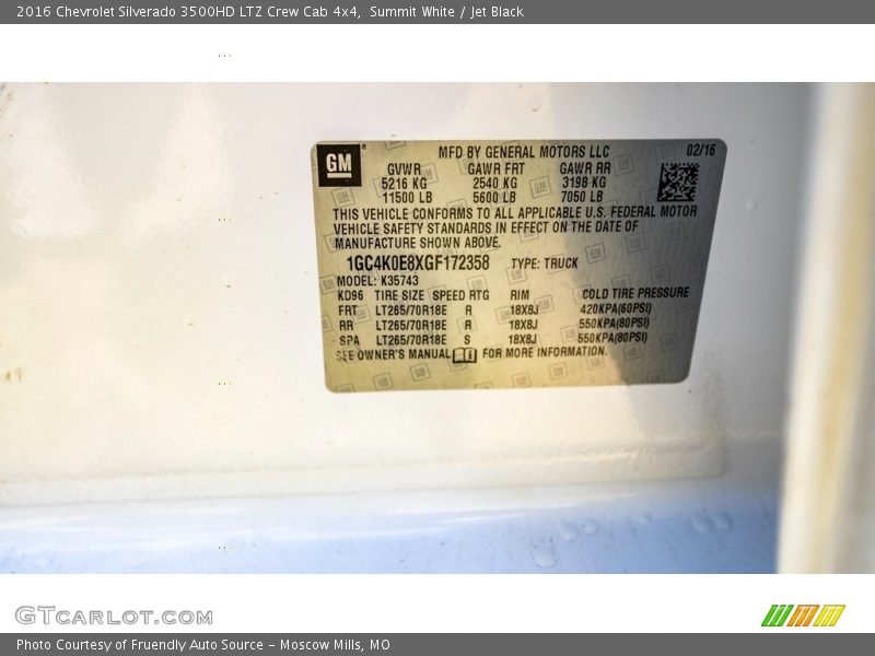 Summit White / Jet Black 2016 Chevrolet Silverado 3500HD LTZ Crew Cab 4x4