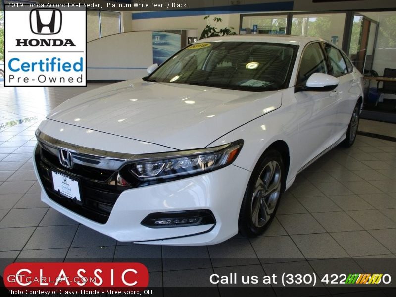 Platinum White Pearl / Black 2019 Honda Accord EX-L Sedan