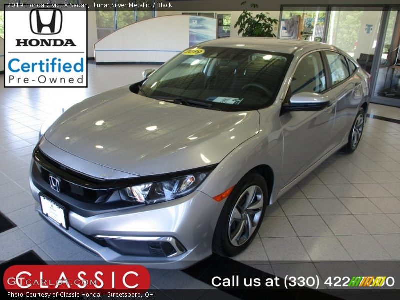 Lunar Silver Metallic / Black 2019 Honda Civic LX Sedan