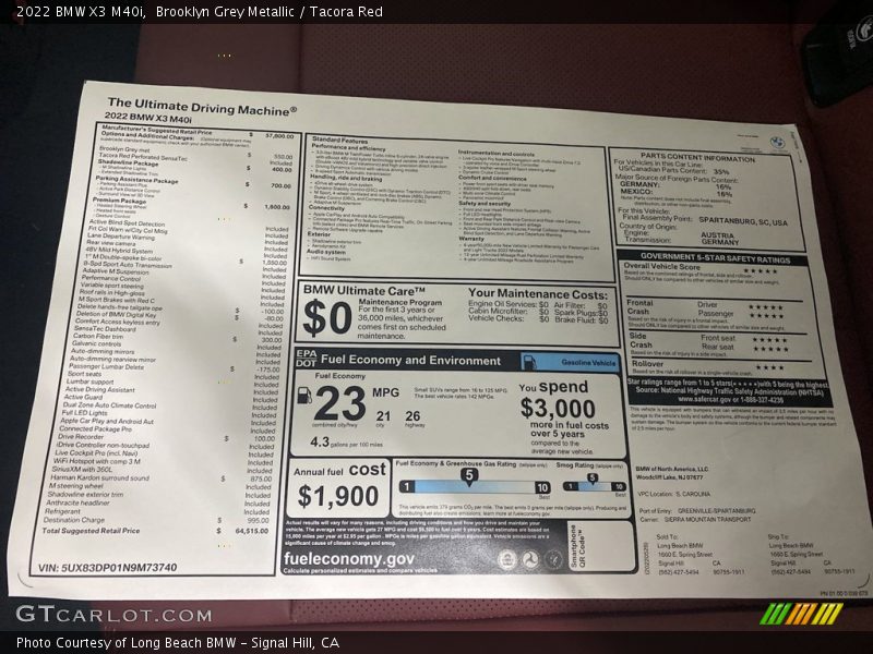 Brooklyn Grey Metallic / Tacora Red 2022 BMW X3 M40i