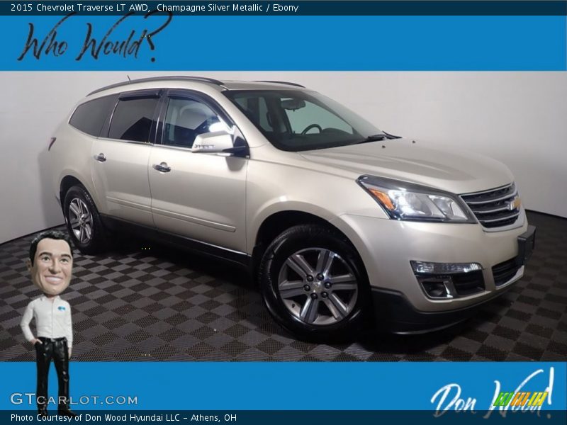 Champagne Silver Metallic / Ebony 2015 Chevrolet Traverse LT AWD