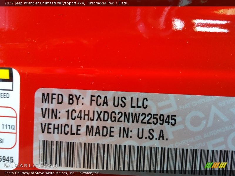 Firecracker Red / Black 2022 Jeep Wrangler Unlimited Willys Sport 4x4
