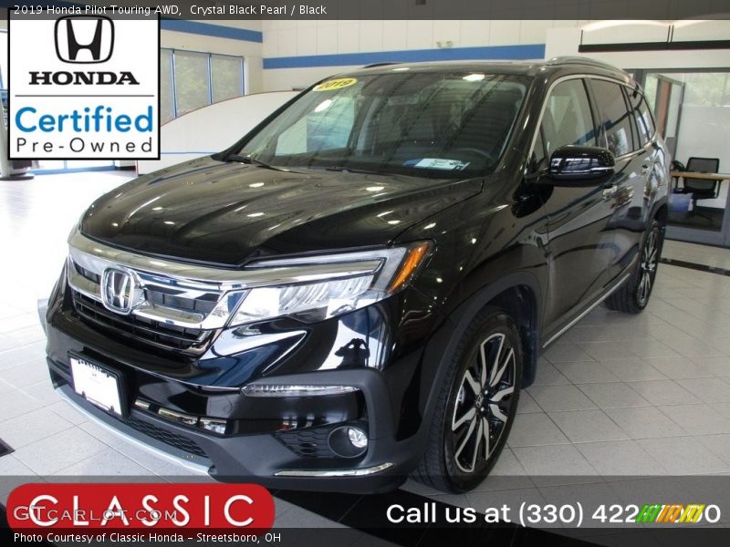 Crystal Black Pearl / Black 2019 Honda Pilot Touring AWD