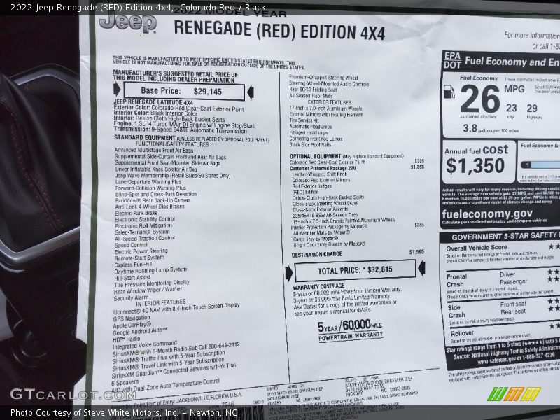 2022 Renegade (RED) Edition 4x4 Window Sticker