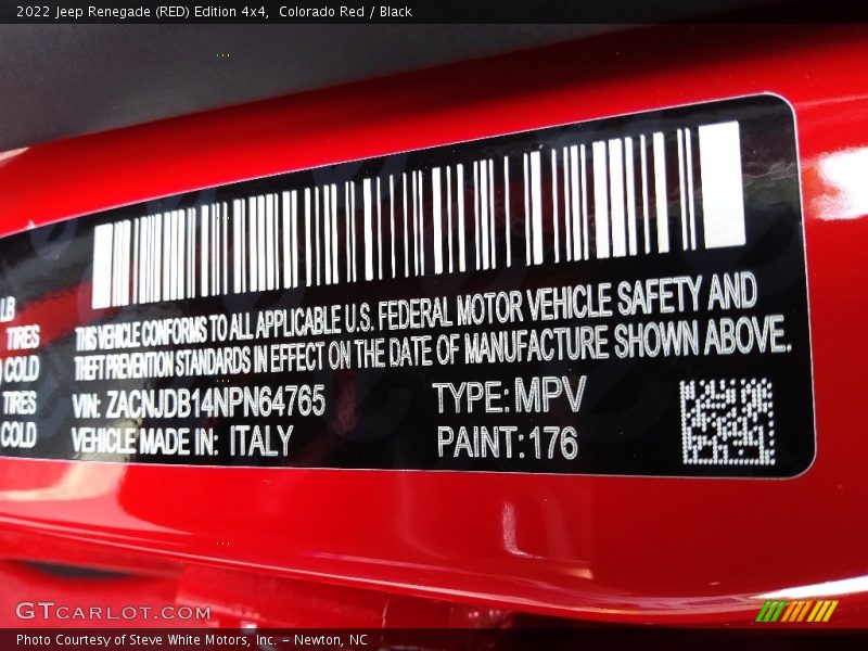 2022 Renegade (RED) Edition 4x4 Colorado Red Color Code 176