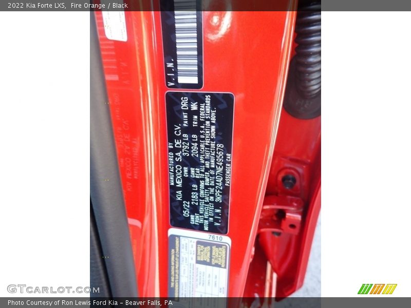 Fire Orange / Black 2022 Kia Forte LXS