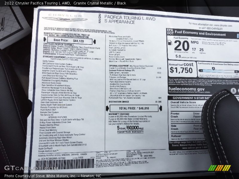 Granite Crystal Metallic / Black 2022 Chrysler Pacifica Touring L AWD