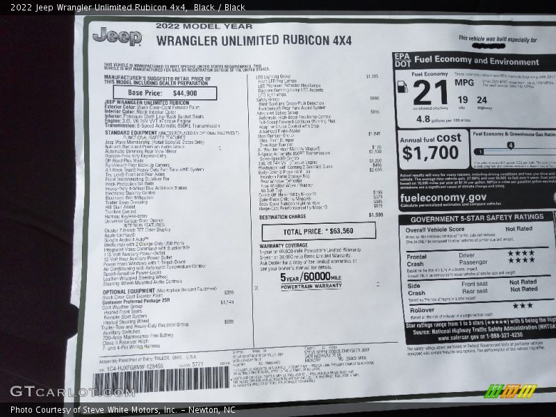 Black / Black 2022 Jeep Wrangler Unlimited Rubicon 4x4